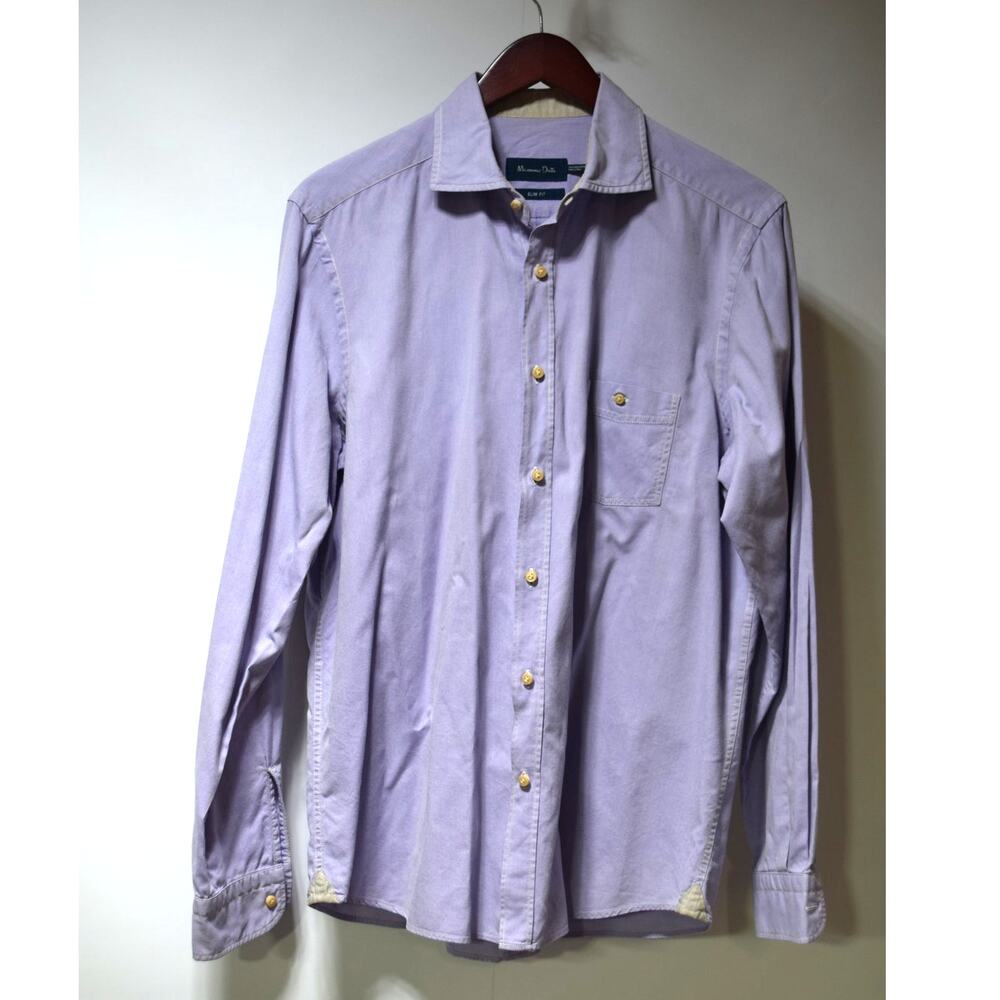 Massimo Dutti Lavender Slim Fit Button Up Shirt Long Sleeve Size Large